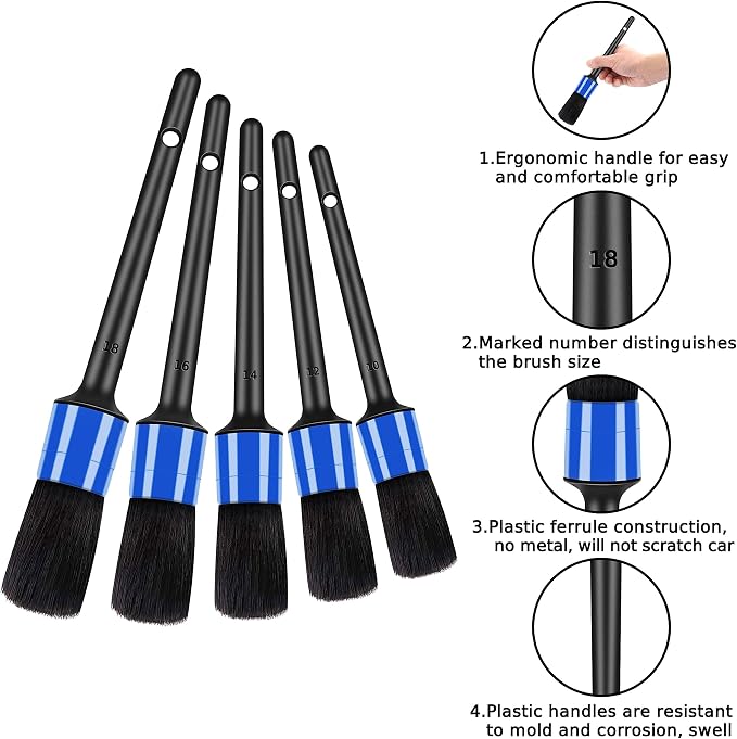 HMPLL 10pcs Detailing Brush Set, Including 5 car Cleaning Brush, 3 Wire Brush - Image 2