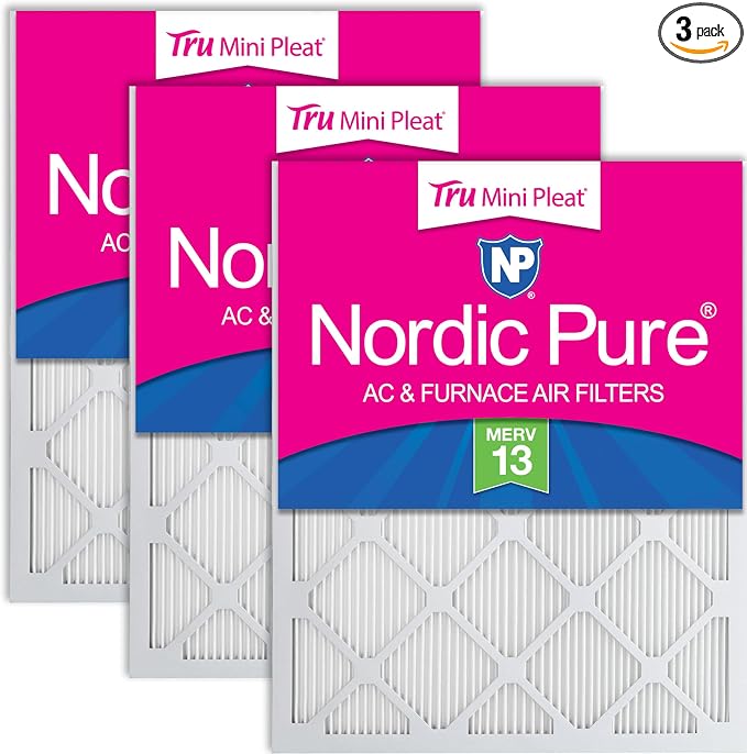 Nordic Pure 14x24x1 Tru Mini Pleat MERV 13 AC Furnace Air Filters 3 Pack | by NordicPure