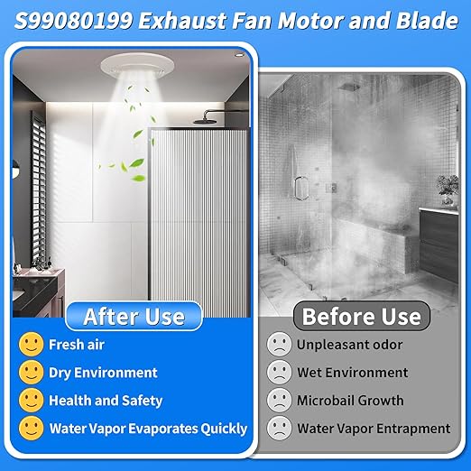 S99080199 Bathroom Exhaust Fan Motor and Blade – 80 CFM 4.0 Sones Vent Fan Motor - Image 5