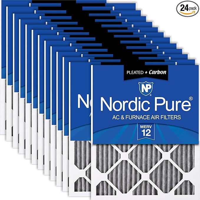 Nordic Pure 18x20x1 Furnace Air Filters MERV 12 Pleated Plus Carbon 24 Pack by NordicPure