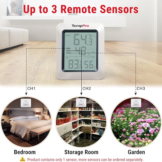 TempPro TP60 Wireless Indoor Outdoor Thermometer Hygrometer - Image 4