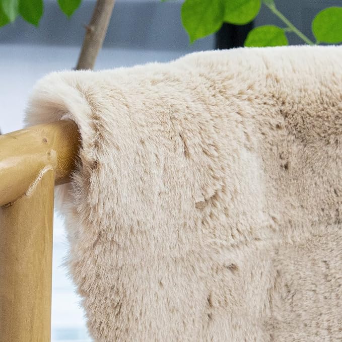 ORINOVA Washable Area Rug 6x9 Rugs for Living Room Camel Plush Faux Bunny Fluffy Fur Rugs for Bedroom Large Shag Nursery Rugs