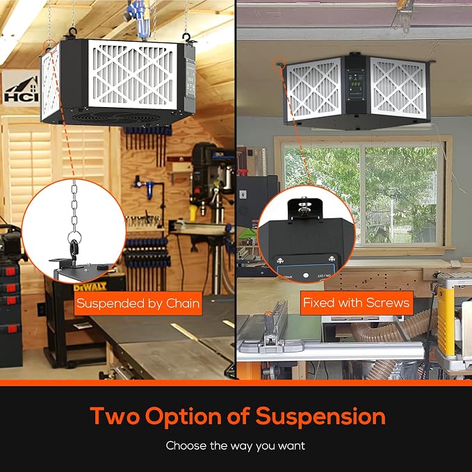 ABESTORM Air Filtration System Woodworking Built-in Ionizer, 1350CFM Hanging - Image 6