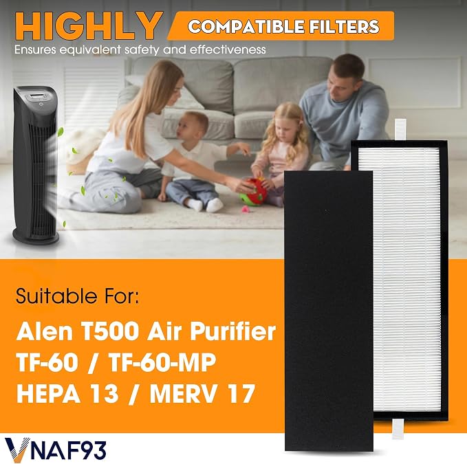 2 Pack HEPA Filter for Alen T500 Air Purifier, TF-60 / TF-60-MP, HEPA 13 / MERV - Image 3
