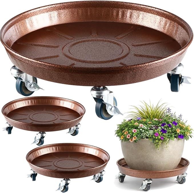 3 Packs Metal Plant Caddy with Wheels 13" Rolling Plant Stand Heavy Duty Plant - Image 9
