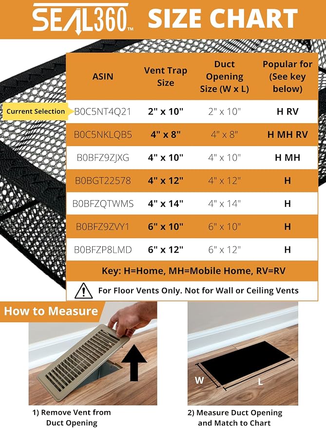 SEAL360 Floor Vent Screen Net, Perfect Home and RV Accessory, Vent Mesh Catches - Image 6