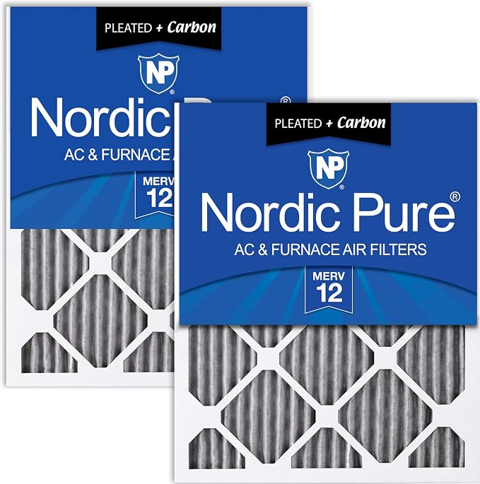 Nordic Pure 14x30x1 Furnace Air Filters MERV 12 Pleated Plus Carbon 2 Pack by NordicPure