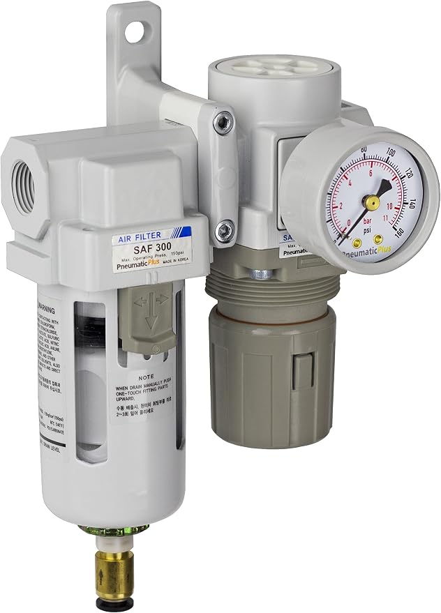 PneumaticPlus SAU320-N03DG Compressed Air Filter Regulator Combo 3/8" NPT by PneumaticPlus