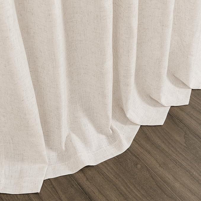 Tan Beige Linen Curtains 94 inch Length for Living Room 2 Panel Set Burlap Textured Semi Sheer Drapes Rustic Country Window Treatment Farmhouse Drop Cloth Curtain 94 inches Long for Dinning Room