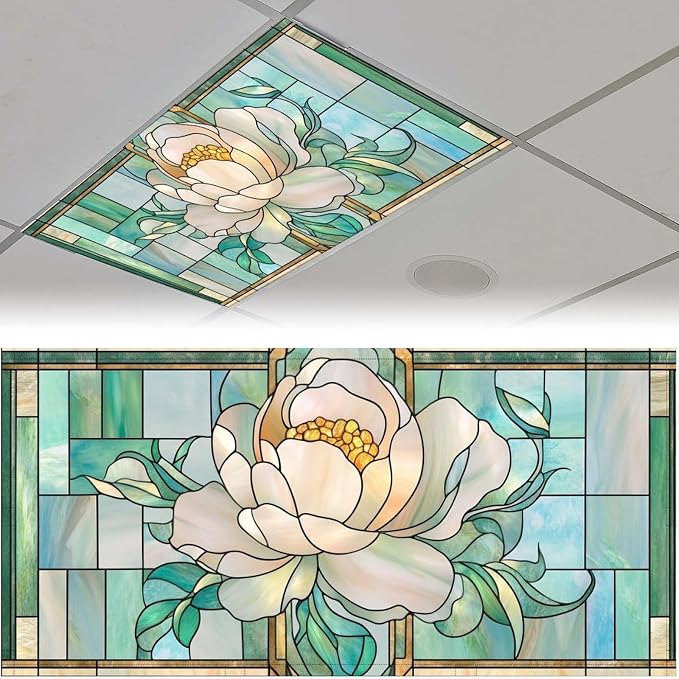 2 Pack Magnolia Stained Glass Fluorescent Light Cover - Image 8