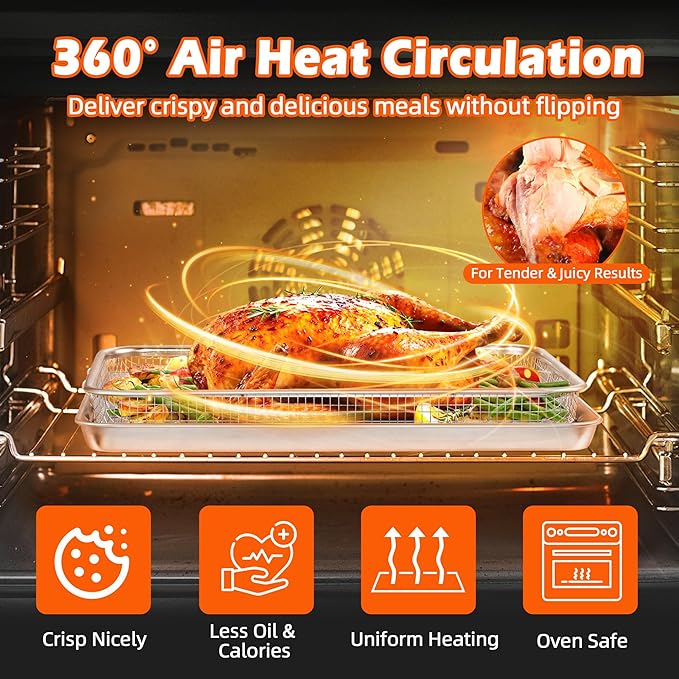 TeamFar Air Fryer Basket for Oven, 16”x12” Stainless Steel Air Fryer Basket and - Image 4