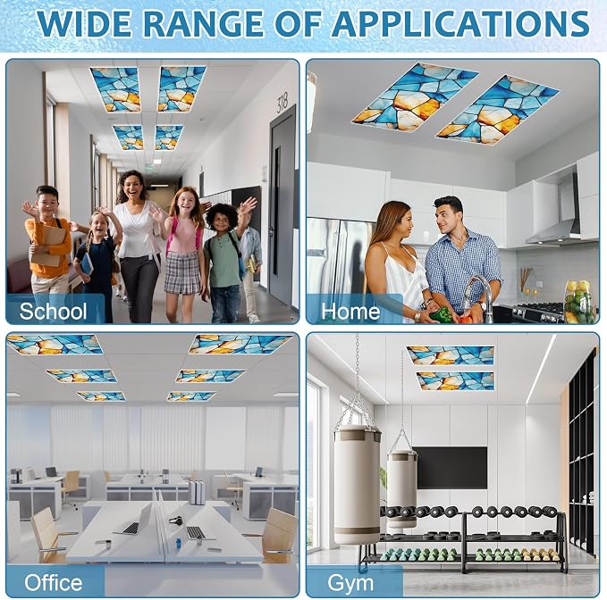 QOUBAI 6 Pcs Fluorescent Light Covers, 4 x 2 Ft Magnetic Light Filters Colorful - Image 5