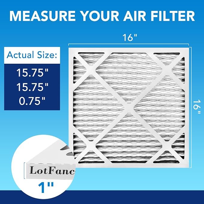 LotFancy 16x16x1 Air Filter MERV 13 6-Pack, Electrostatic Pleated HVAC Furnace - Image 2