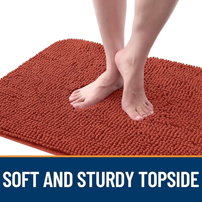 OLANLY Dog Door Mat for Muddy Paws 47x17, Absorbs Moisture and Dirt, Absorbent Non-Slip Washable Doormat, Quick Dry Chenille Mud Mat for Dogs, Entry Indoor Entryway Carpet for Inside Floor, Maple Red