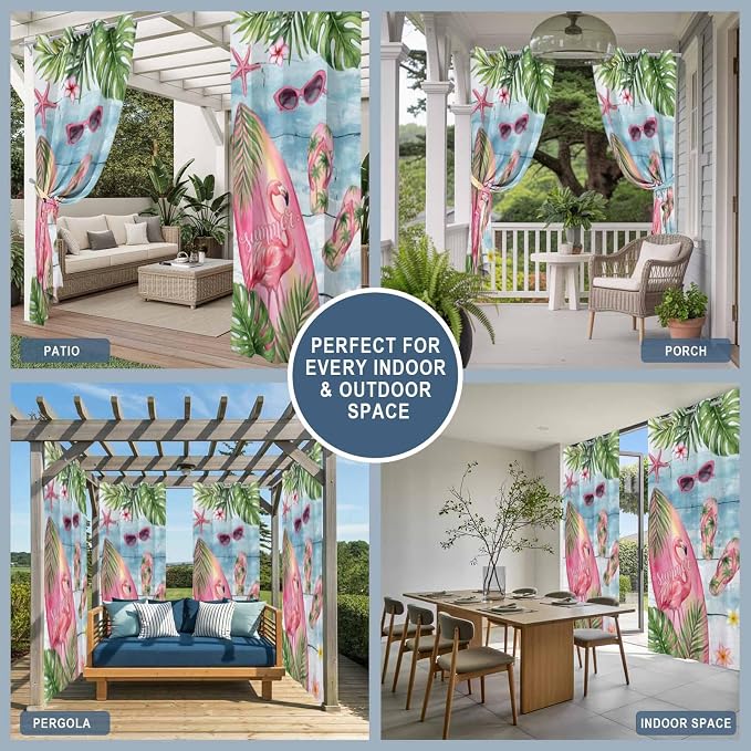 Summer Flamingbirds Outdoor Curtains - Image 8