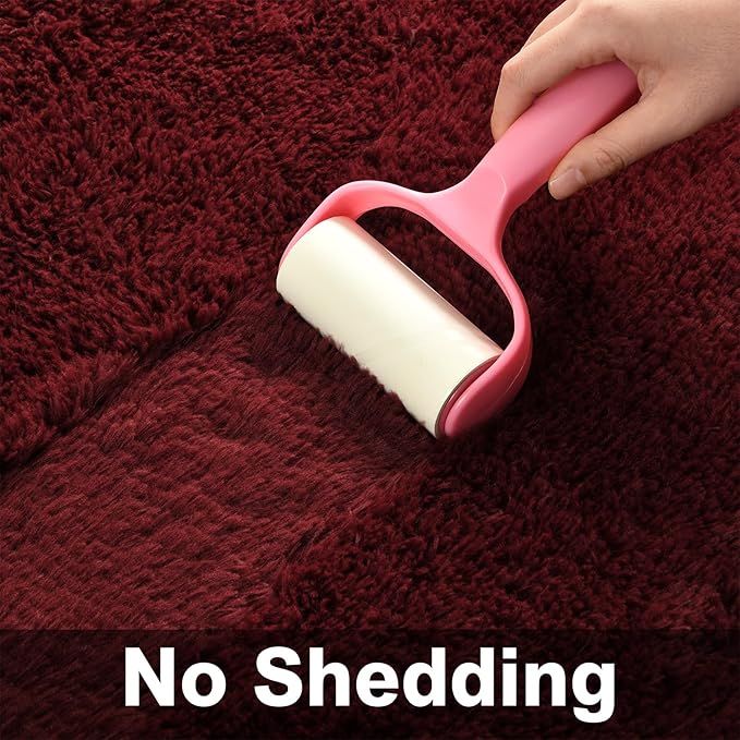 Large Shag Area Rugs 5 x 8, Plush Fuzzy Rugs for Living Room, Ultra Soft Fluffy Furry Rug for Bedroom, Indoor Carpet Nursery Rugs for Kids Room Home Decor, Burgundy