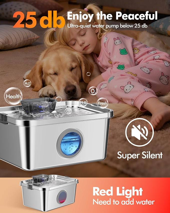 12L/3.2Gal Dog Water Fountain Elevated, Stainless Steel Pet Water Fountin - Image 9