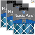 Nordic Pure 24x24x1 Pleated MERV 7 Plus Carbon Air Filters 3 Pack | Actual by NordicPure