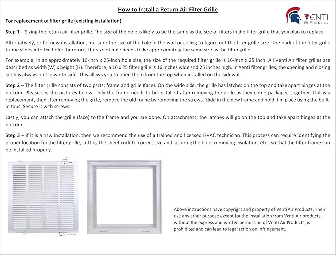Venti Air 14" X 14" Steel Return Air Filter Grille - Image 3