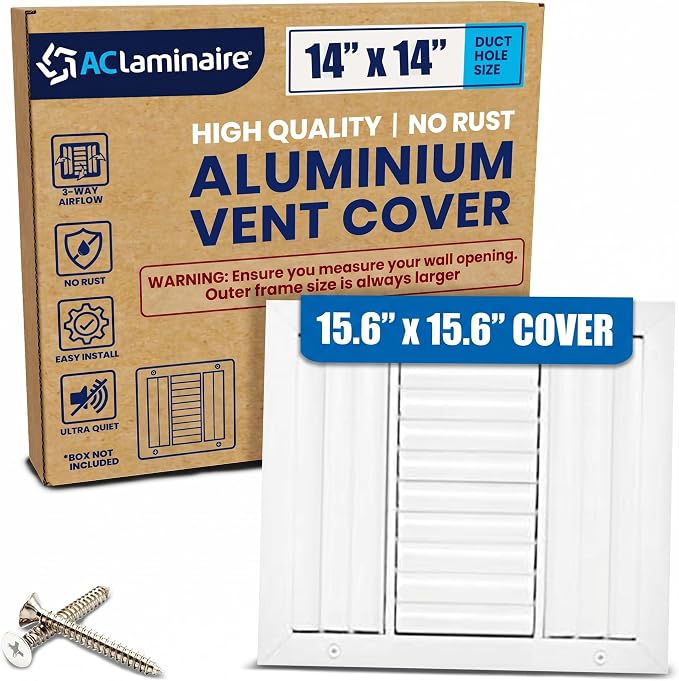 14x14 Aluminum 3-Way Air Vent Cover Wall or Ceiling HVAC Register Multi-Shutter by ACLAMINAIRE