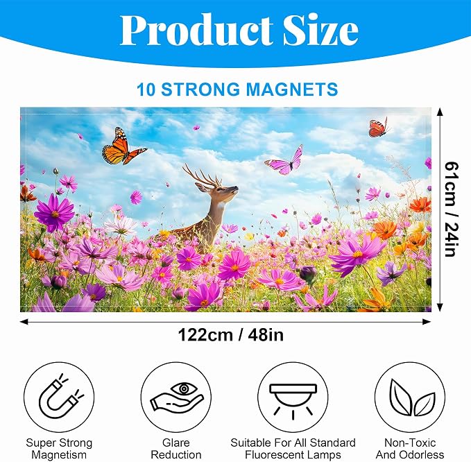 Fluorescent Light Covers-2 Pack 4 x 2 Feet Magnetic Ceiling Light Cover Room - Image 2