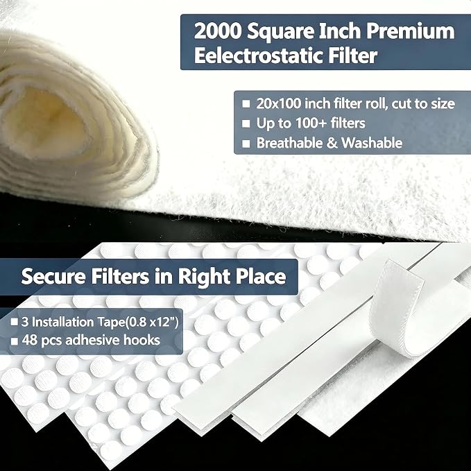 MERV 8 Air Vent Filters Kit 20x100 Inch|Cut to Fit Filter Material, High-Grade - Image 4