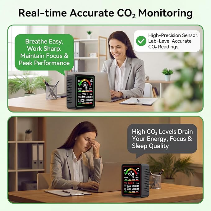 10-in-1 Indoor Air Quality Monitor, Portable Air Tester, ‌HCHO‌ Detector | - Image 5
