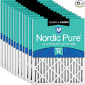 Nordic Pure 16x25x2 Pleated MERV 14 Plus Carbon Air Filters 12 Pack | Actual by NordicPure
