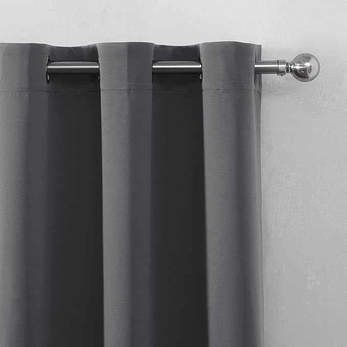 LEMOMO Frost Grey Thermal Blackout Curtains/42 x 95 Inch/Set of 2 Panels Room Darkening Curtains for Bedroom