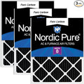 Nordic Pure 25x25x1 Pleated MERV 8 Pure Carbon Air Filters 3 Pack | Actual by NordicPure