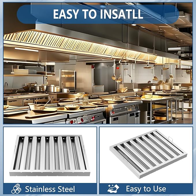 Stainless Steel Commercial Kitchen Hood Filter 24.5W x 19.5H Inch Range Hood - Image 5