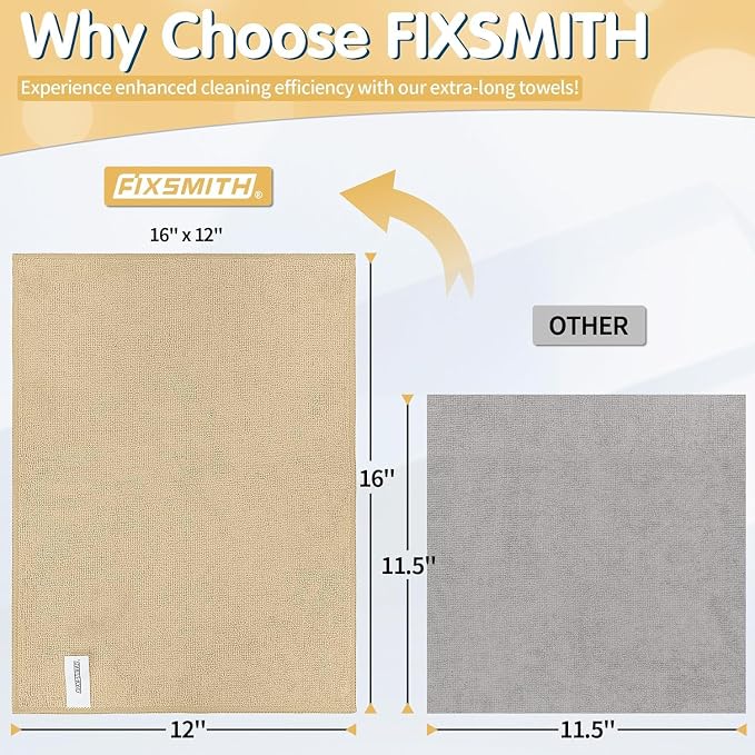 FIXSMITH Beige Microfiber Cleaning Cloth -Pack of 12, Highly Absorbent Cleaning - Image 3