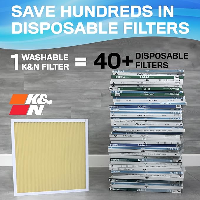 K&N 16x25x1 Air Filter, Merv 11, Washable Air Filter, the Last Furnace Filter - Image 2