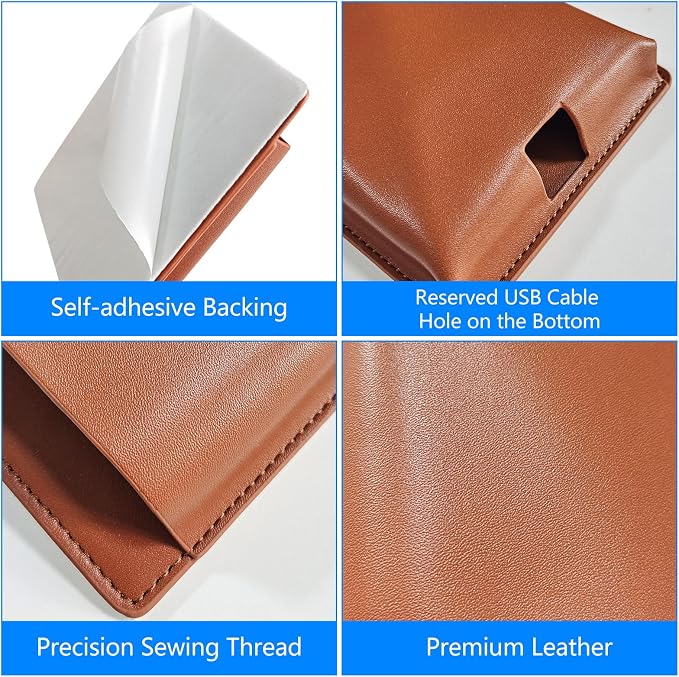 2 pcs Remote Control Holder, Wall Mounted Self-adhesive Leather Hanging Pouch - Image 3