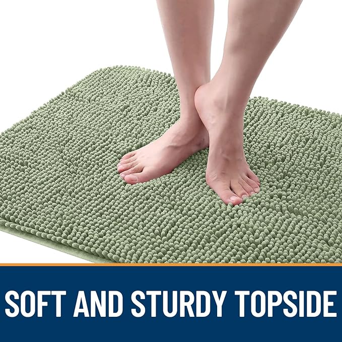 OLANLY Dog Door Mat for Muddy Paws 47x17, Absorbs Moisture and Dirt, Absorbent Non-Slip Washable Doormat, Quick Dry Chenille Mud Mat for Dogs, Entry Indoor Entryway Carpet for Inside Floor, Sage Green