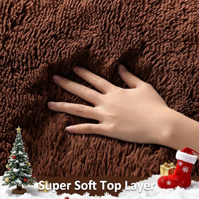 Ophanie Brown Rugs for Living Room Bedroom, 6x9 Fluffy Fuzzy Furry Carpet, Plush Soft Shaggy Bedside Indoor Floor Area Rug for Kids Girls Boys Baby Teen Dorm Nursery Home Decor Aesthetic