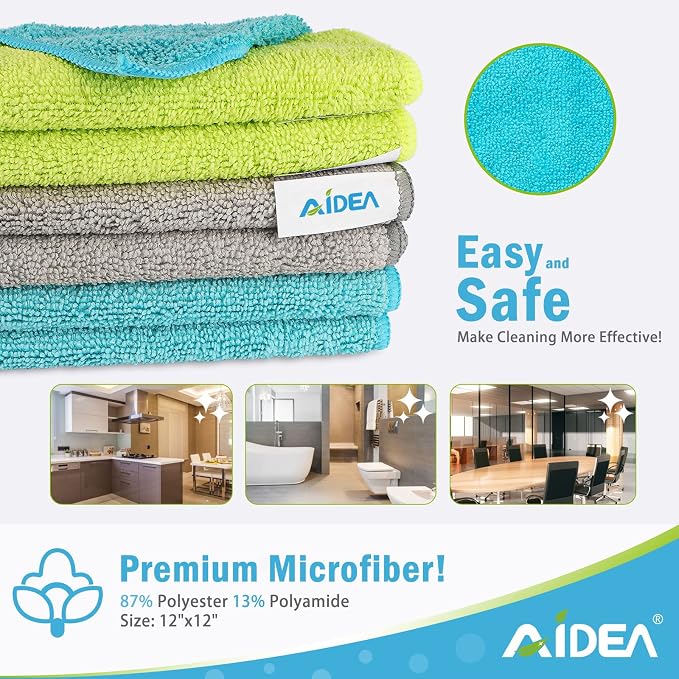 AIDEA Microfiber Cleaning Cloth-12PK, Soft Microfiber Towels - Image 2