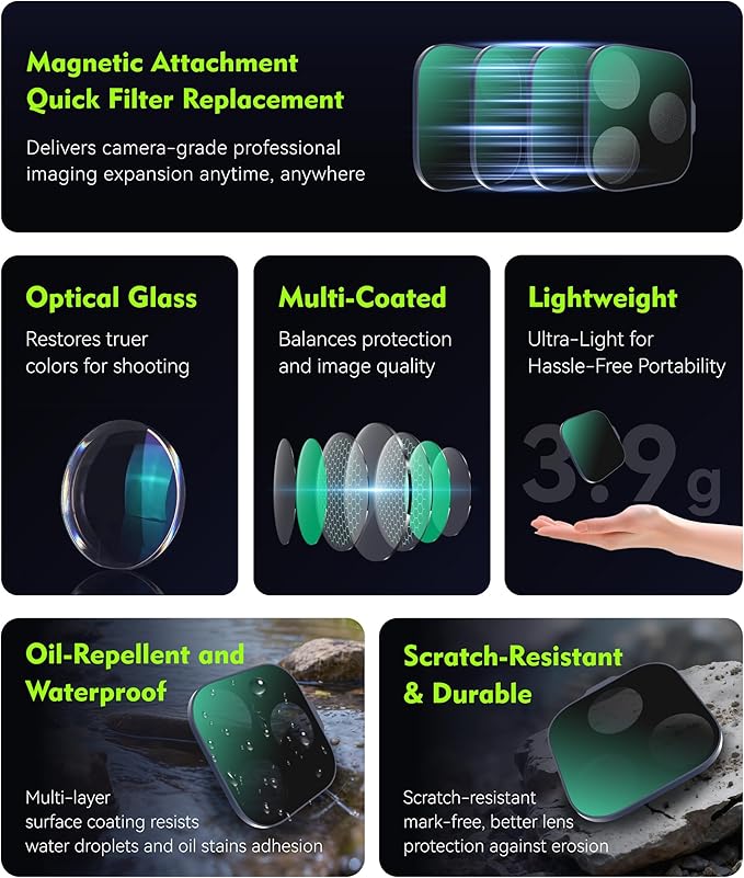 Magnetic UV Filter for iPhone 17 Pro, Snap-On Smartphone Camera Lens Filter - Image 3