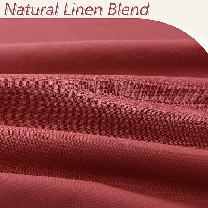 Guken Red 100% Blackout Linen Curtains 102 Inch Length 2 Panels Set for Living Room Bedroom Back Tab Thermal Insulated Black Out Drapes Room Darkening Farmhouse Window Curtains 102 Inches Long