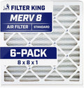 Filter King 8x8x1 Air Filter | 6-PACK | MERV 8 HVAC Pleated A/C Furnace Filters by FilterKing