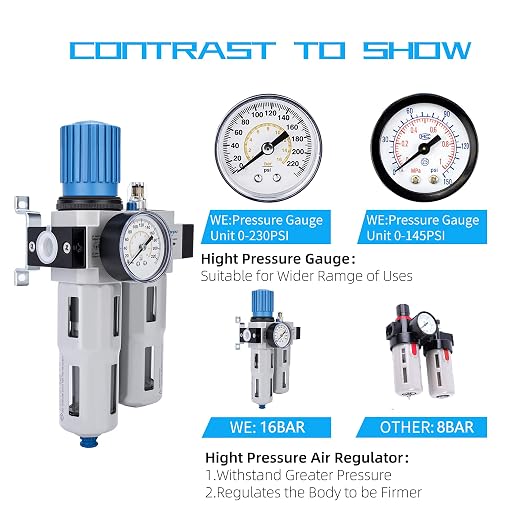 NANPU 1/2" NPT High Pressure Compressed Air Filter Regulator Lubricator Combo - Image 5