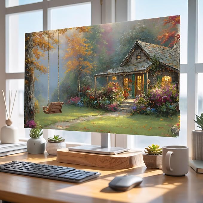 Forest Cottage Fall Maple Leaf Indoor TV Cover, Elastic TV Screen Protector - Image 4