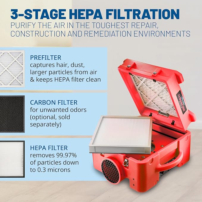 BlueDri Air Shield 550 HEPA Air Scrubber, Water Damage Restoration Equipment - Image 4