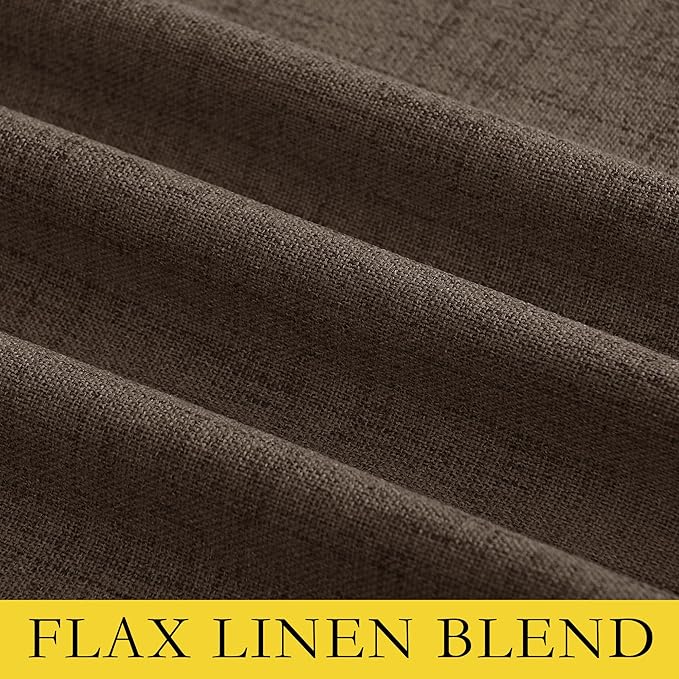 NICETOWN Coffee Vintage Linen 100% Blackout Curtains for Living Room, Thermal Insulated Curtains 90" Long, Noise Reducing Window Treatment Drapes for Home Office, 62" Wide Per Panel, Set of 2