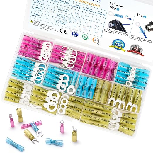 TICONN 120Pcs Heat Shrink Wire Connectors, Waterproof Automotive Marine by TICONN