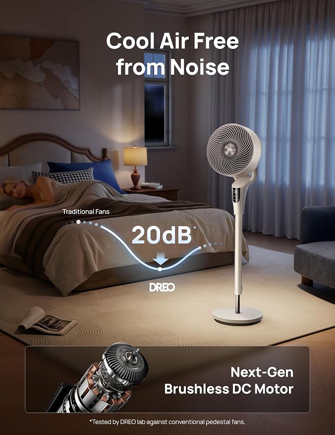 DREO Fan for Bedroom, 2026 Upgraded, 90ft Airflow, 20dB Quiet Fan, 90° - Image 5