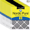 Nordic Pure 20x20x1 Pleated MERV 10 Plus Carbon Air Filters 12 Pack | Actual by NordicPure