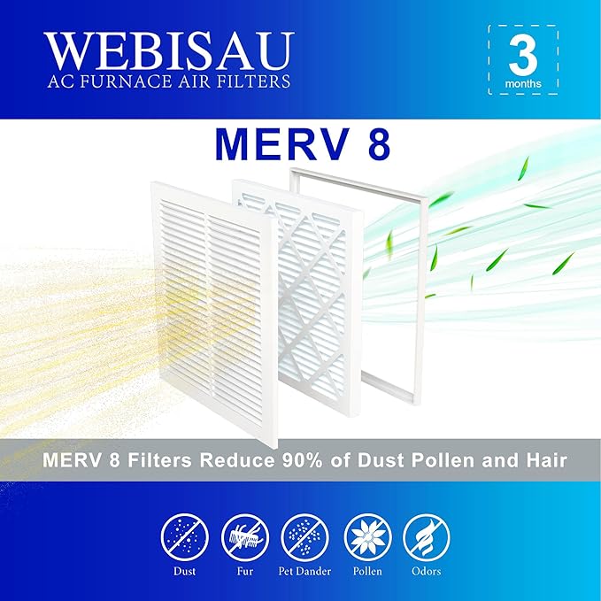 14x14x1 Air Filter MERV 8 MPR 600 6Pack Furnace Filters Pleated HVAC AC Furnace - Image 3