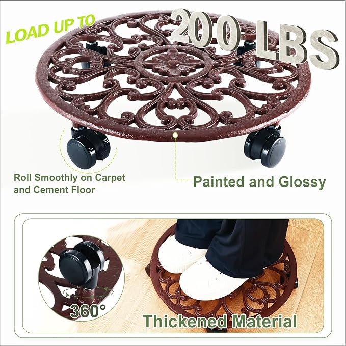 3 Packs 14 Inch Rolling Plant Stand - Image 6