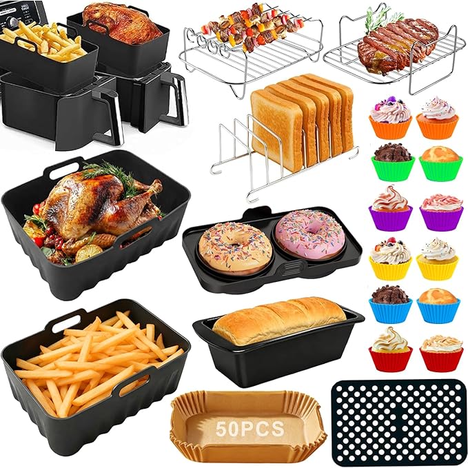 Dual Air Fryer Accessories, Reusable Compatible by SVNWZGM